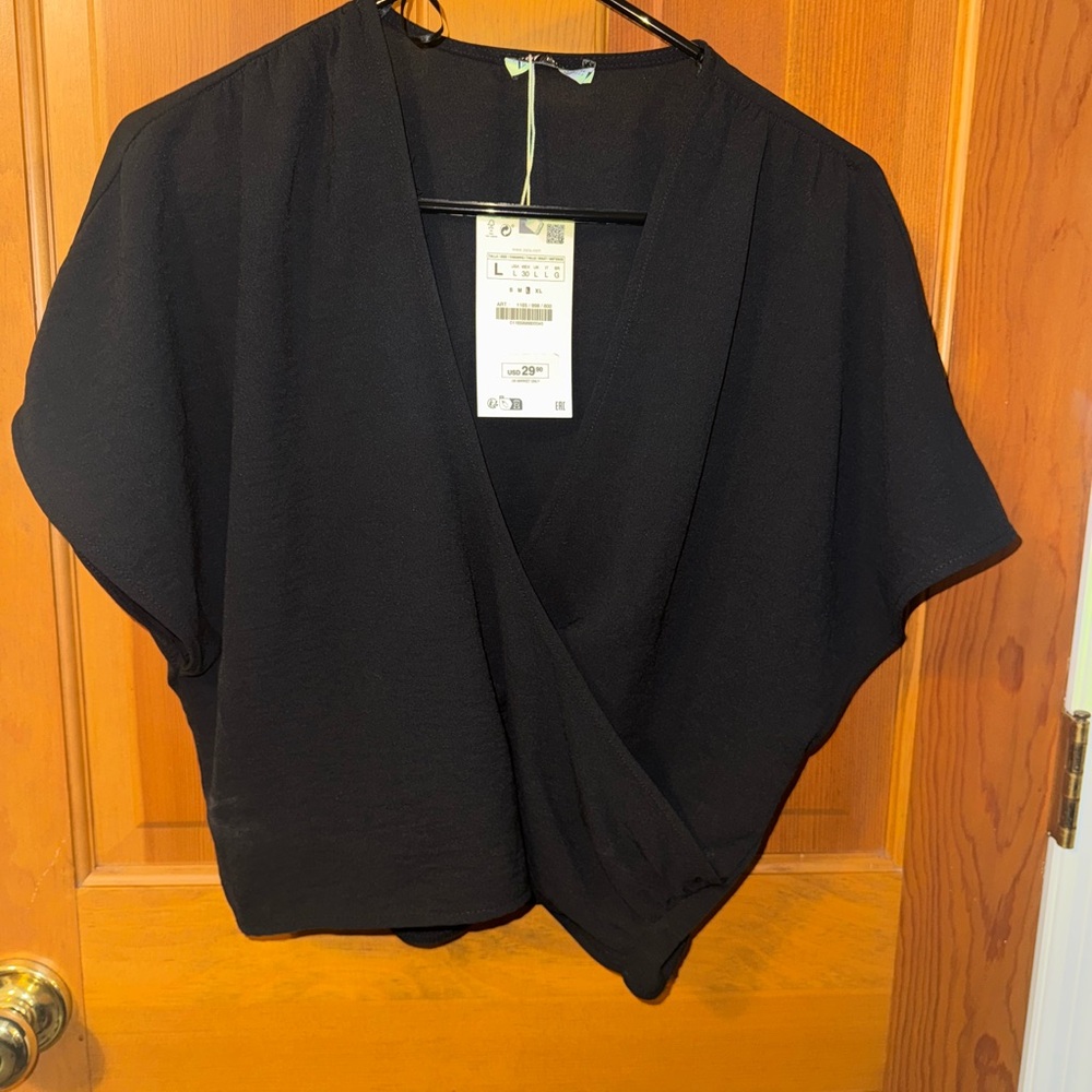 Zara Black Women's Wrap Blouse